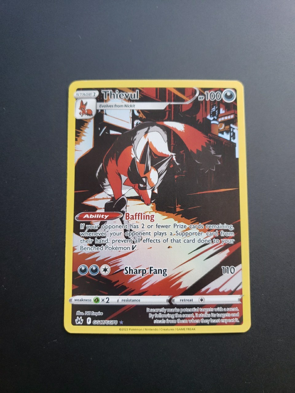 Thievul GG17/GG70 Crown Zenith FULL ART Pokemon Card NM