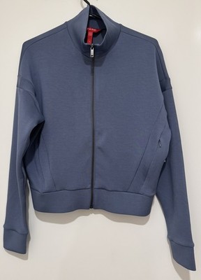SPANX AirEssentials Track Jacket Women s Small Palm Blue Full Zip NWT 21642R