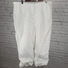 Lauren Ralph Lauren White Linen High Rise Wide Leg Crop Pants Size 20W 39x25 