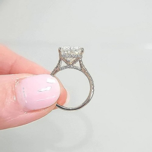 6.20 Ct Radiant-Cut VS1 Lab Grown Diamond Solitaire Wedding Rings 14k Rose Gold - Picture 5 of 6