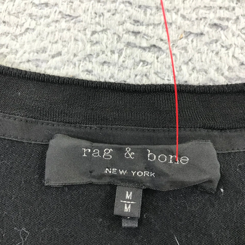 Rag & Bone Sweater Mens Medium Pullover Blue Black Colorblock Silk Cotton - Image 4 of 4