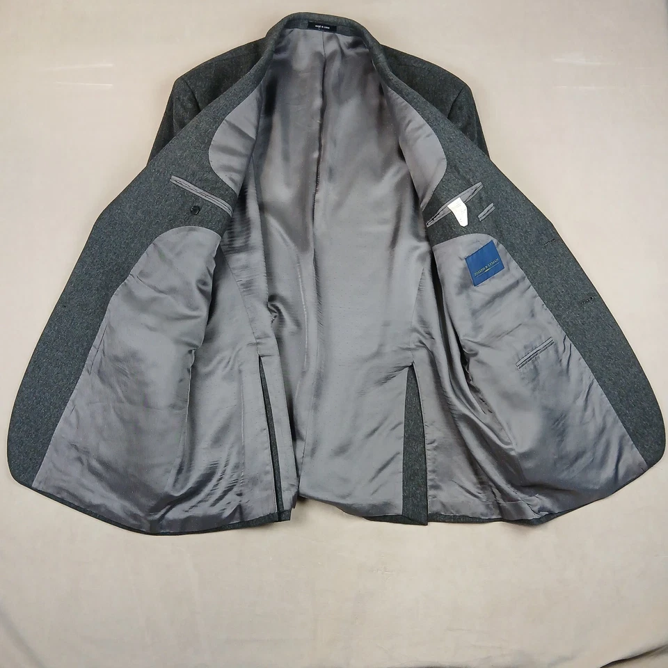 Abrigo deportivo Joseph & Lyman 46L para hombre 100 % cachemir gris tiene defecto Foto 3 de 4