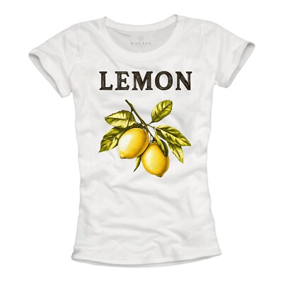 Womens Lemon Summer Shirt Tops White Lemon Lemon Print
