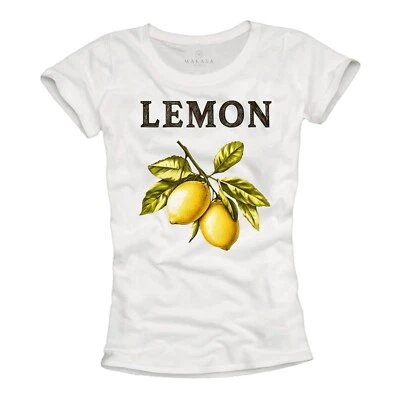 Damenshirt mit Zitrone Sommer Oberteile mit Aufdruck Weiß Lemon Zitronenmotiv - Bild 1 von 3