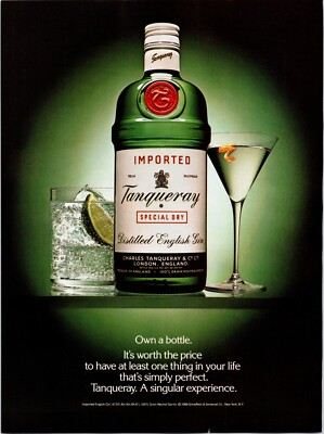 TANGUERAY Gin Alcohol Liquor Ad  ~ 1988 Magazine Advertising Print