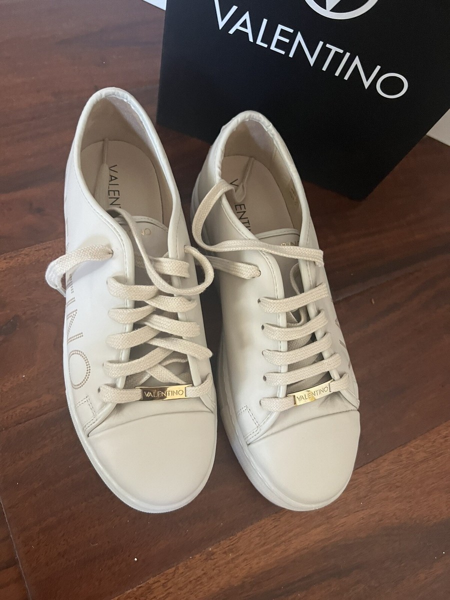 VALENTINO by mario DALIA Off White leather logo PLATFORM Women's