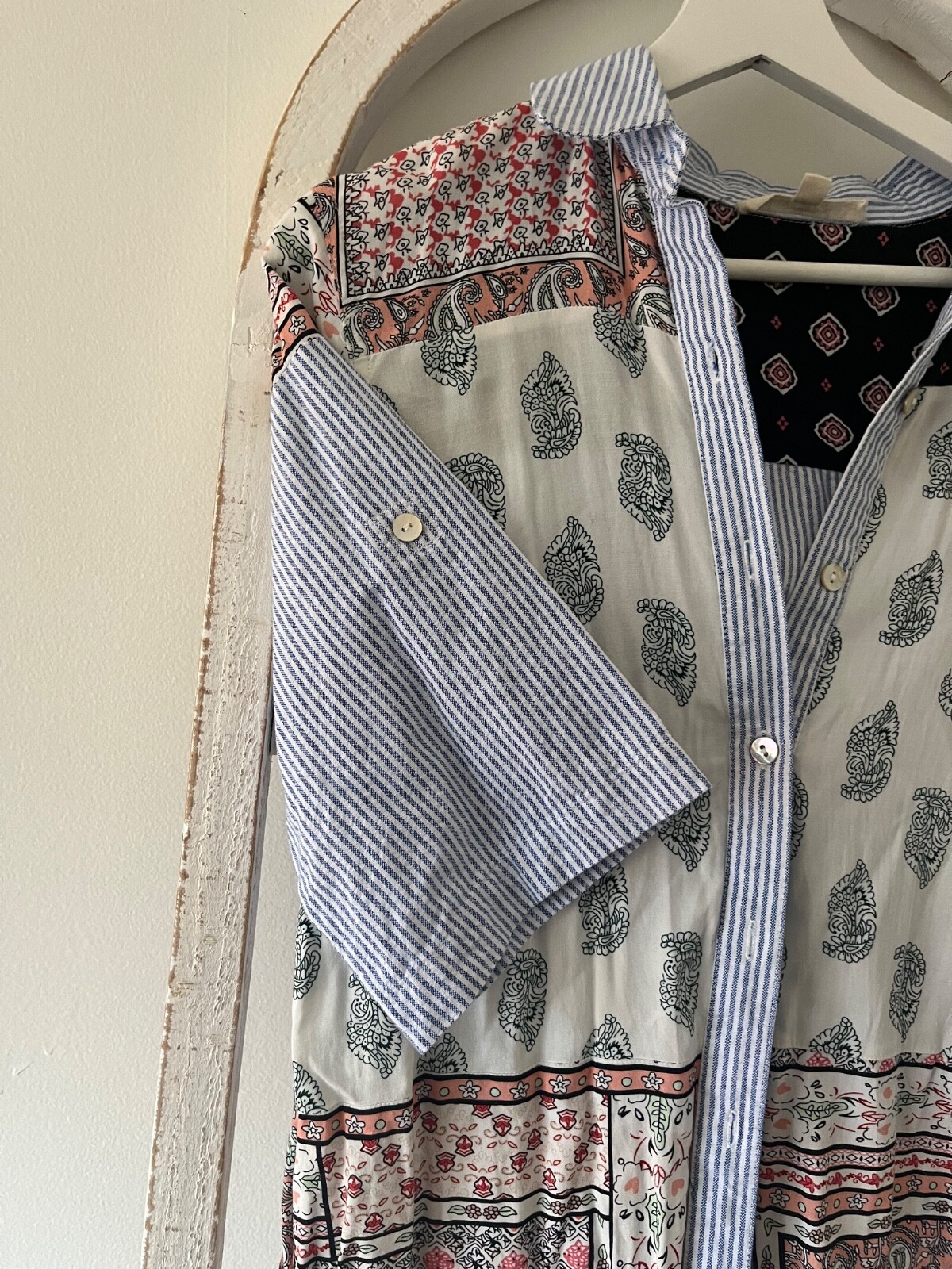 Indigo Thread co Multi Color Patchwork Button Up … - image 7