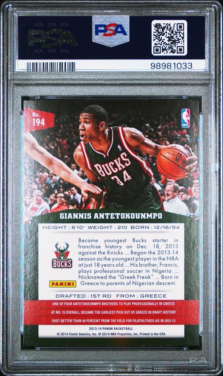 その他 panini GIANNIS ANTETOKOUNMPO RC PSA 8 2013-14 Panini #194 Giannis Antetokounmpo RC PSA 8 2xMVP