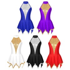 Womens Leotards Stage Bodysuit Praise Dance Dress Ice Skating Dancewear Ballet