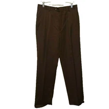 Jos A Bank Mens Size 34 Brown  Solid Pleated Dress Pants