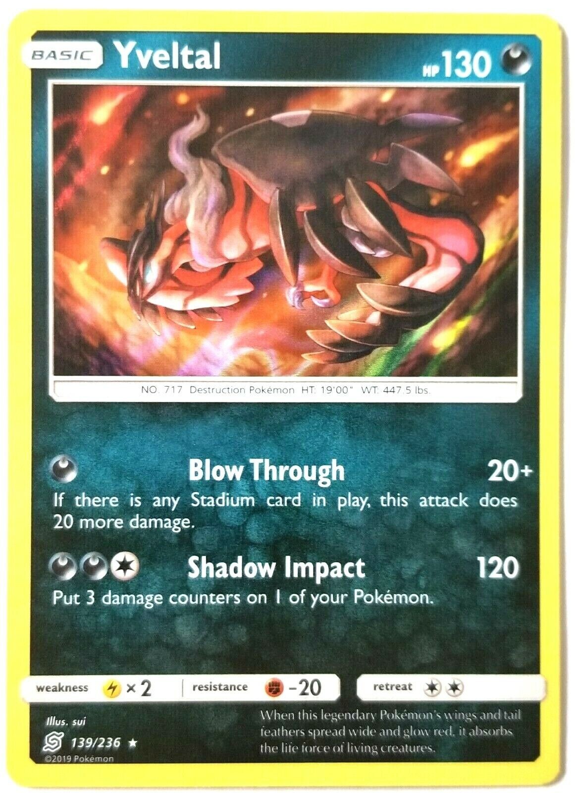 Yveltal 139/236 - Holo Rare - Pokemon - Unified Minds - NM/M
