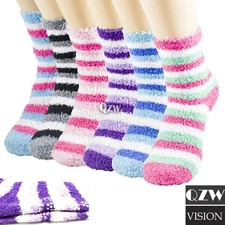 Lot 6 -12 Womens Winter Warm Soft Non-Skid Cozy Fuzzy Slipper Crew Socks 9-11 