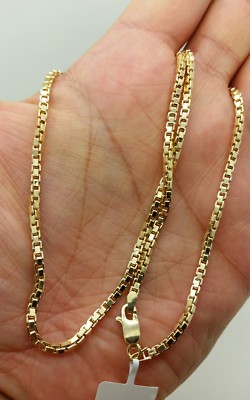 14k Yellow Gold Hollow Box Necklace Chain Pendant 20
