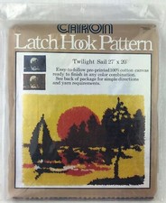 Caron Latch Hook Pattern Twilight Sail Sailboat Sunset Printed Canvas Pattern
