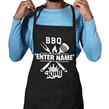 Personalised Name Apron BBQ Grill King Custom Dad Husband Fathers Day Gift