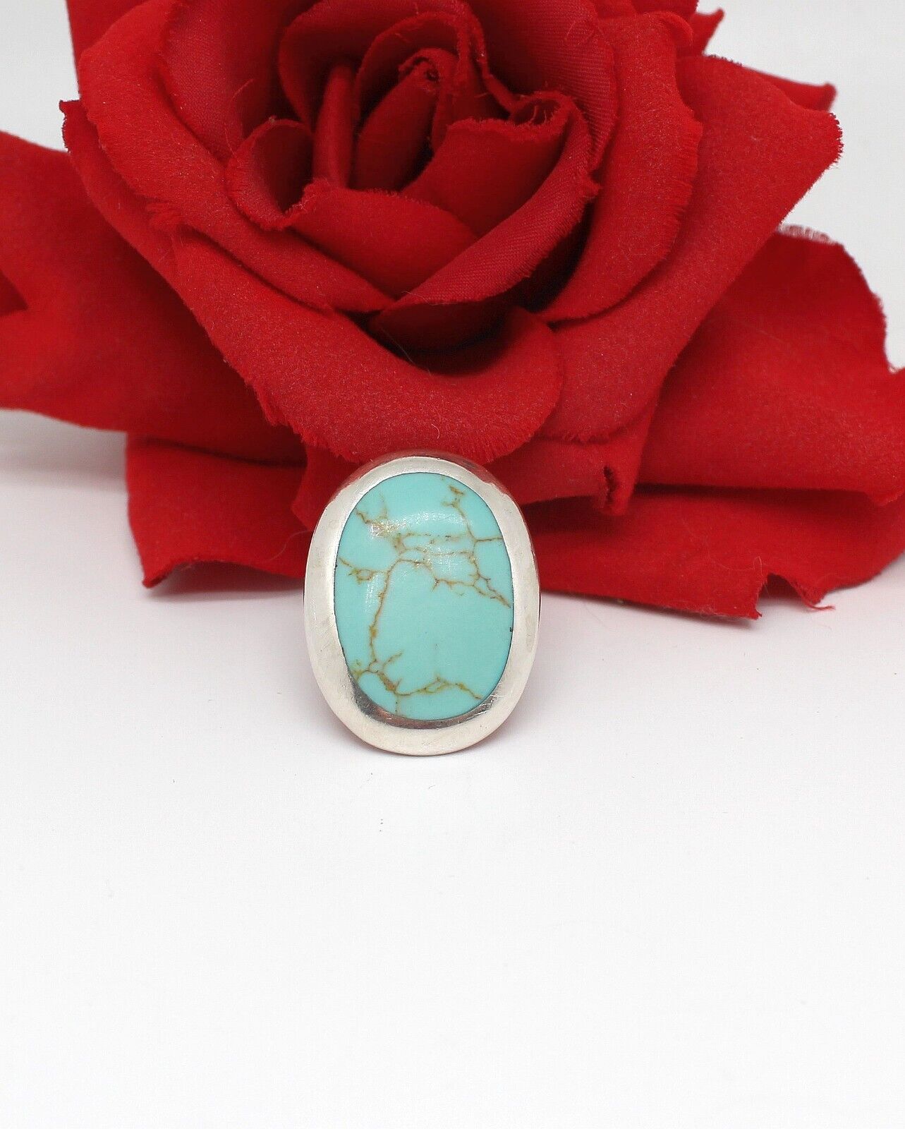 Sterling Silver Retro Turquoise  Ring Size  6 12.… - image 1
