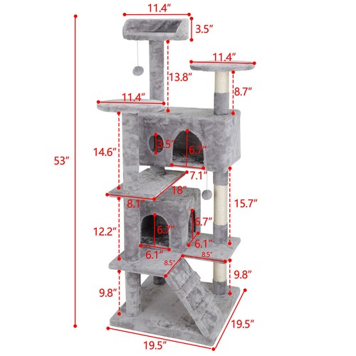 Grey/Beige/Blue/Brown Activity Center Cat Tree Tower Playing House Condo Rest - Picture 9 of 16