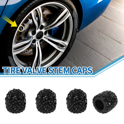 14x15MM Car Tire Valve Stem Caps Wheel Valve Cap Black for Car SUV Bike RV 4pcs