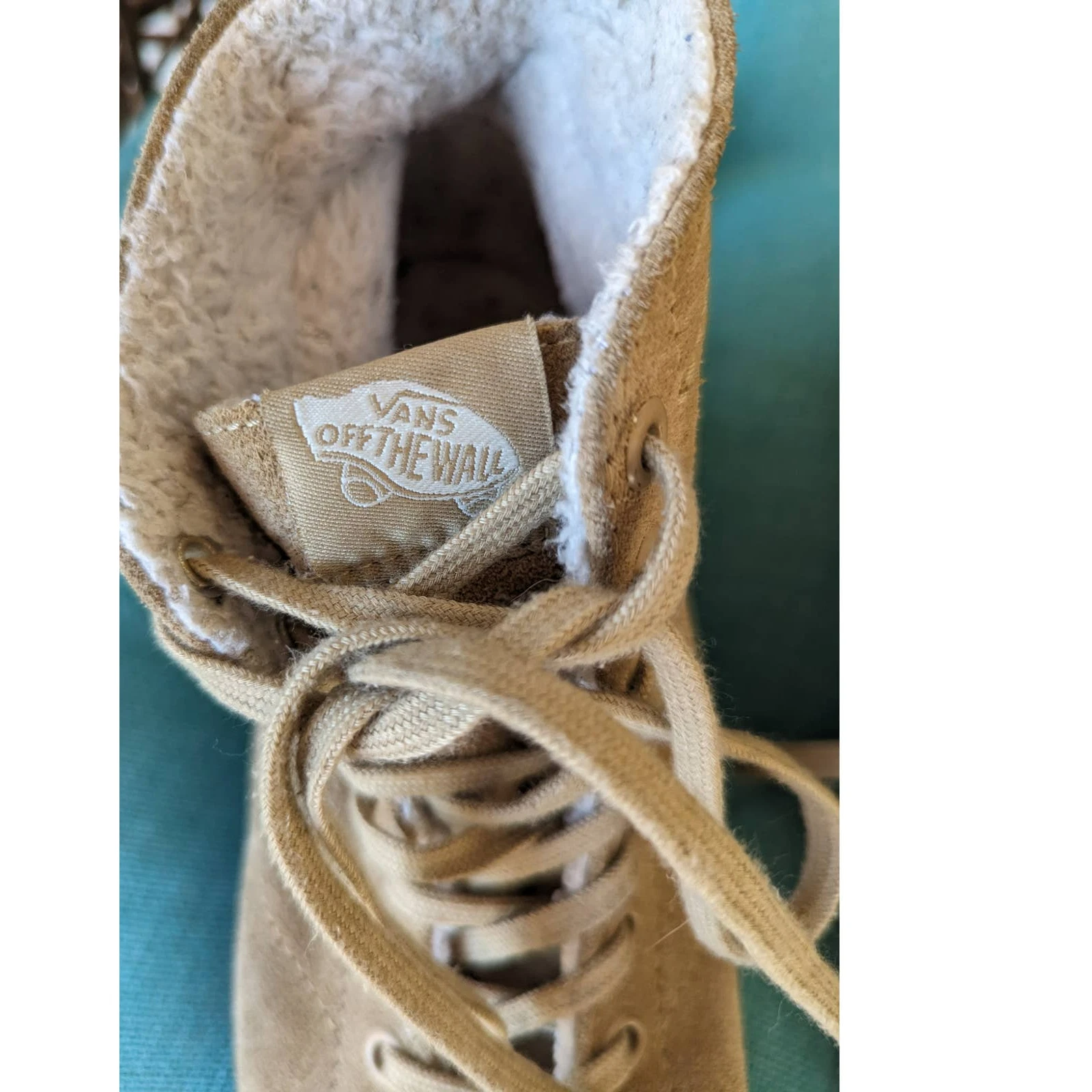 Stivaletti sherpa e camoscio marrone chiaro in perfette condizioni Vans Off The Wall taglia 6 5 donna