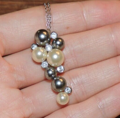 Victoria Townsend DBJ Pearl Cluster CZ Sterling Silber 925 Statement Halskette