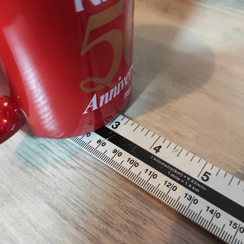 Nescafe 50th Anniversary 1939 to 1989 Coffee Mug Vtg Red White Gold Micro Safe - Picture 14 of 15