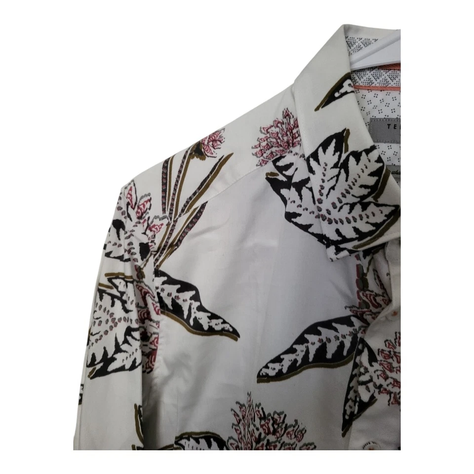 Blusa Ted Baker London Mujer 3 Blanca Floral Abotonada Manga Larga Oficina Foto 4 de 4