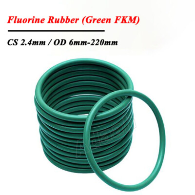 O-Ringe Schnurstärke 2,4mm Grün FKM Fluorine Gummi Dichtring Dichtung OD 6-220mm