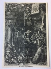 1885 magazine engraving~ THE COBBLER AND THE MONKEY ~ scary image