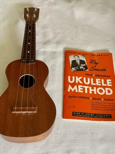 Vintage Roy Smeck Uke Ukulele Solid Mahogany with Book by Harmony, Chicago USA