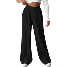 Wide Leg Sweatpants Women High Rise V Crossover Wasit Baggy Sweat Pants
