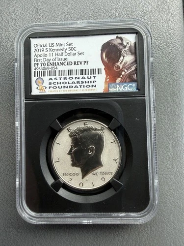2019-S Kennedy  50c NGC PF70 Enhanced Reverse Proof Astronaut Label BB011-086
