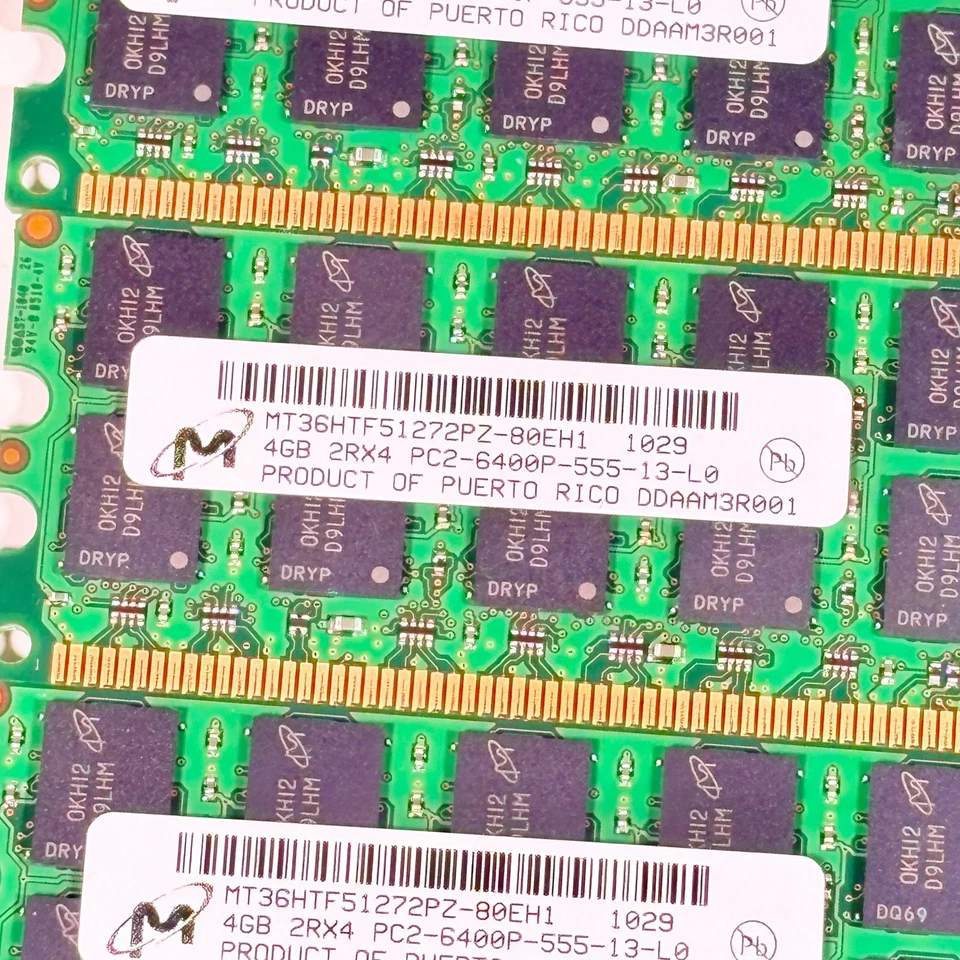 Micron MT36HTF51272PZ-80EH1 16GB 4x4GB PC2-6400 DDR2-800MHz ECC CL5 240P Server - Image 2 of 3
