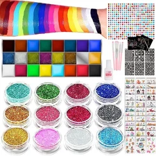 FACEGEM LONDON Face Paint Kit - Glitter Tattoos, Gems, Multicolor 