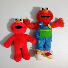 Sesame Street Elmo Plush Toy Set Teach Me Elmo Overalls and Classic Elmo