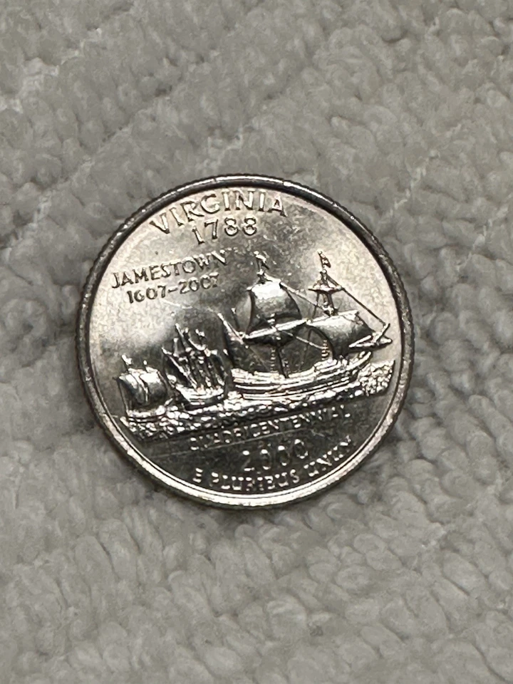 RARE Virginia 1788 Jamestown 2000 D Quarter - Image 3 of 4