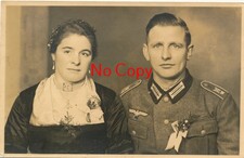 Foto antik Hochzeit Wehrmacht Soldat Braut Tracht Kropfkette Inzell 1942 X295