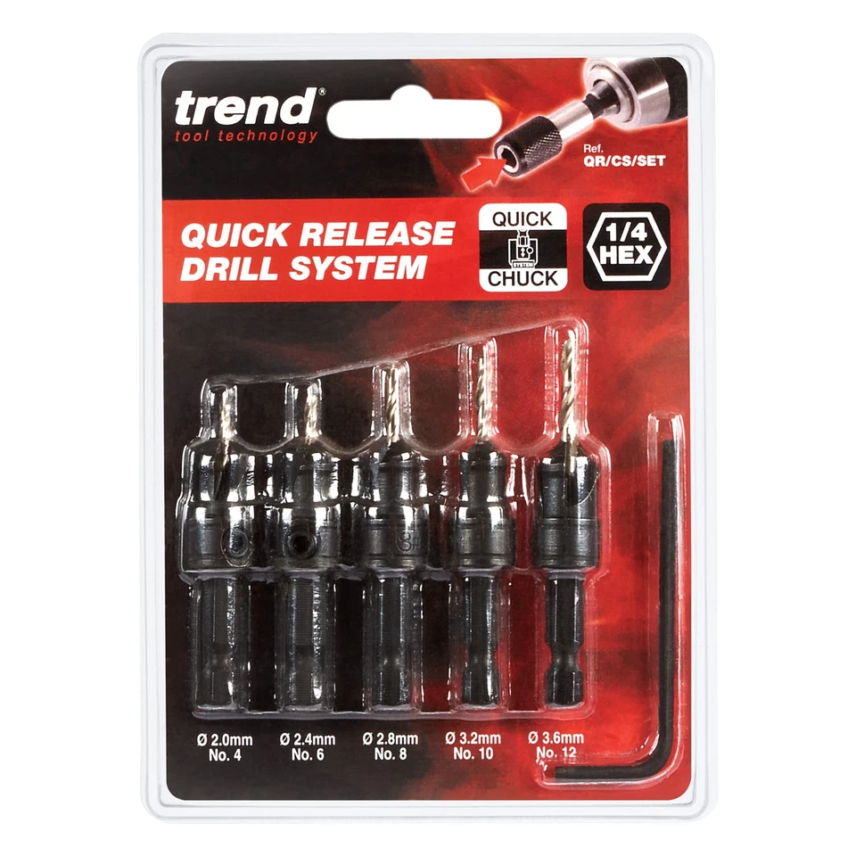 Juego de avellanador de liberación rápida de 5 piezas, vástago hexagonal de 1/4 pulgada, cuerpo de acero para herramientas, H... Foto 2 de 4