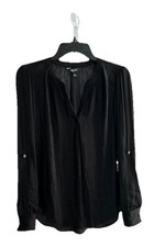 Vera Wang Simply Vera Women’s Long Sleeves Sheer Shirt Black Size: Small