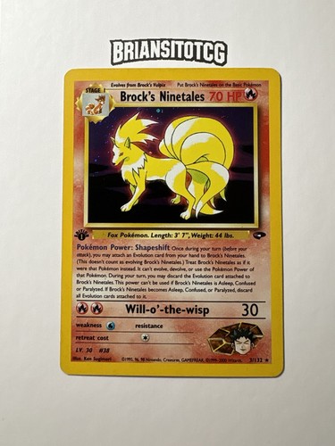 Pokemon Brock's Ninetales 3/132 Vintage Gym Challenge Holo 1st Edition LP