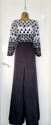Chi Chi London Gr. 16 schwarz / grau Abend Anlass Jumpsuit durchgehender Arm