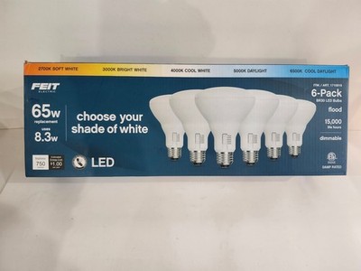 Feit Electric Dimmable LED Bulbs BR30 65W Replacement 6500K 6-Pack