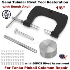 1/8" Semi Tubular Rivet Fixt Dies Tool Kit For Pinball Tonka Vent Window Fix