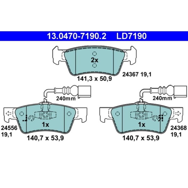 Bremsbelagsatz Scheibenbremse ATE 13.0470-7190.2 FüR VW Touareg-image