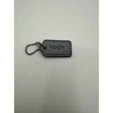 Coach Saffiano Metallic Grey Hang Tag Key Fob EUC