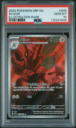 2023 POKEMON OBF EN-OBSIDIAN FLAMES ILLUSTRATION RARE #205 SCIZOR PSA 10
