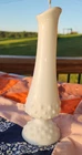 Vintage Fenton White Milk Glass Hobnail Footed Bud Vase Swung Vase 8.25 in Tall