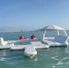 Inflatable Floating Island Tent Cabana Dock Deck Swimming Yacht Pool Lounge