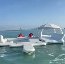 Inflatable Floating Island Tent Cabana Dock Deck Swimming Yacht Pool Lounge