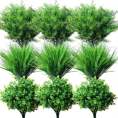 18PCS Outdoor Artificial Faux Plants Spring Summer Decorations, UV Resistant ...