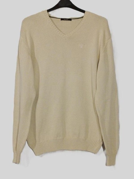 Men Barbour Sweater Beige Cotton 42 / XL / 50